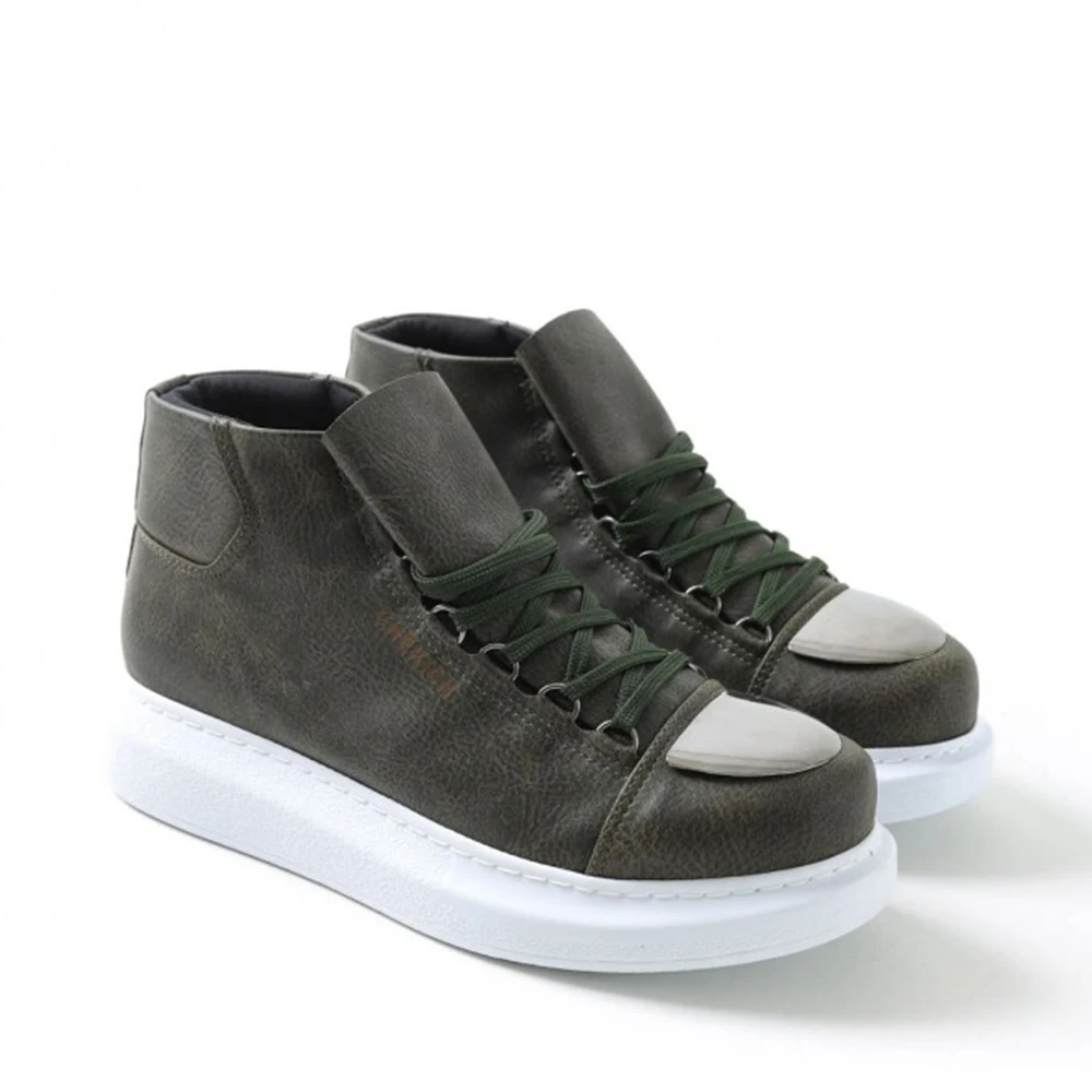 FOH Store Men and Women Boots Shoes GREEN Artificial Leather Lace Up Sneakers 2023 Comfortable Flexible Fashion Wedding Orthopedic Walking Sport Lightweight Odorless Breathable Hot Sale Air New Brand Boots 267