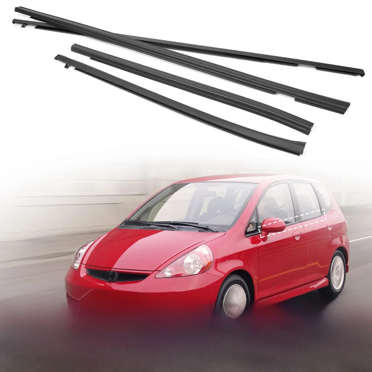 4 szt. Szyb samochodowych gumowa taśma uszczelniająca listwa drzwiowa pasek uszczelniający listwa wykończeniowa do Honda FIT JAZZ Hatchback GD1 GD3 2003-2007 — zdjęcie 2