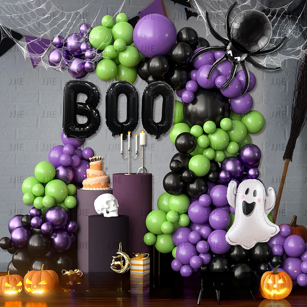 

Halloween Balloon Garland Arch Kit Green Purple Black Balloons for Halloween Party Decorations Kids Birthday Party Supplies