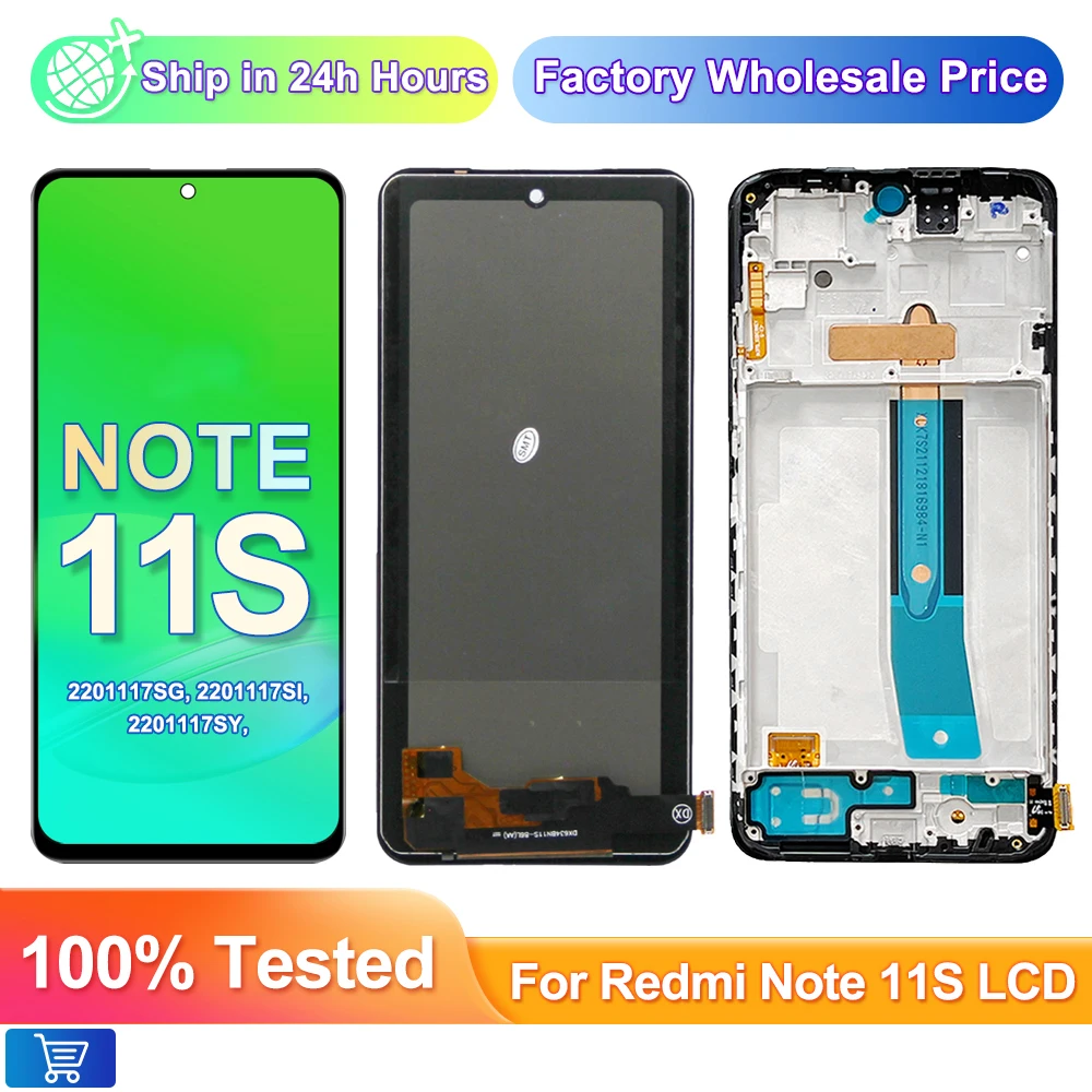 AAA+ For Xiaomi Redmi Note 11s 2201117SG, 2201117SI LCD Display Touch Digitizer Assembly For Redmi Note 11s Screen Replacement