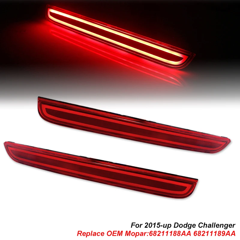 

iJDM 3D Optic Style Полностью светодиодный комплект отражателей заднего бампера для Dodge Challenger 2015-up, функция заднего или задних противотуманных фар