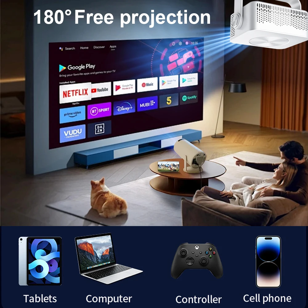 ZNLYRION Mini LCD Projector M60 Native 1280*720P Support 4K 180° Rotatable Stand Auto Keystone WiFi6 BT5.0 Portable Home Theater Movie Projector - view 8