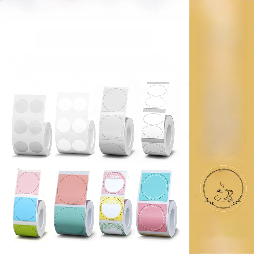 Niimbot Round White Color Label Sticker Paper Rolls for Adhesive Mini Mobile Label Maker B1 B21 Printer Different Size Papers