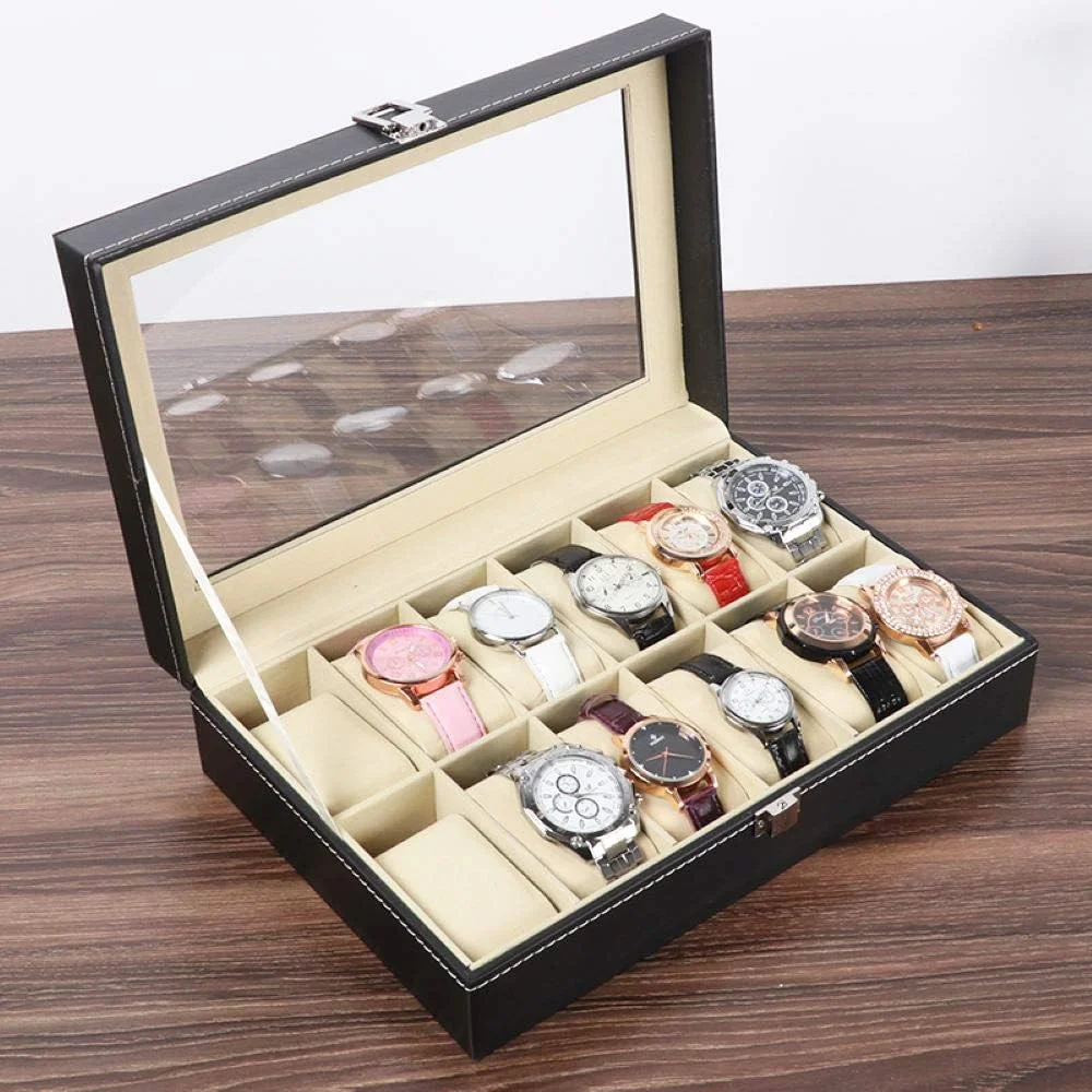 2/3/6/10/12 Slots Herrenuhren  – Watch Display Case Glass Top 12 Slots Bewertung und Preis