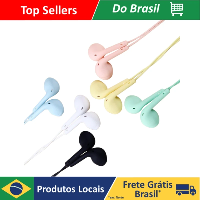 Fone De Ouvido com fio e microfone Macaron
