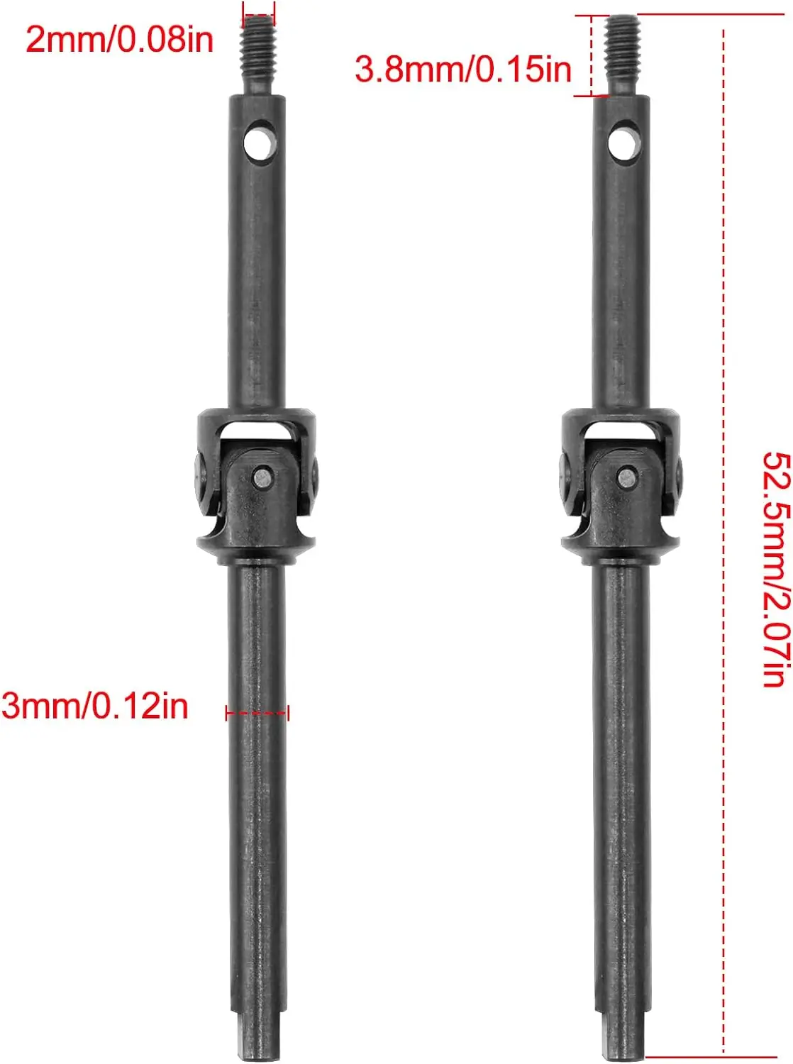 OGRC 2Pcs Steel Front Axle Drive Shaft SCX24 CVD for 1/24 Axial SCX24 C10/JLU/Bronco/Gladiator/DB Upgrades Parts (+4mm/Regular)