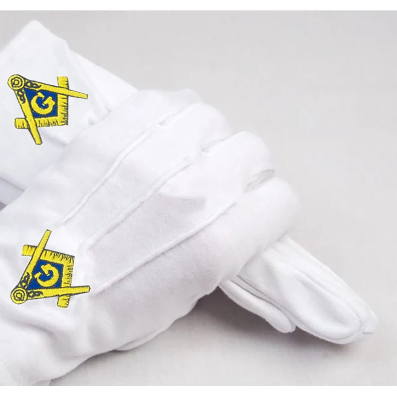 Freemason series men\'s and women\'s pure white polyester cotton gloves are very soft material men\'s masonic gift accessories