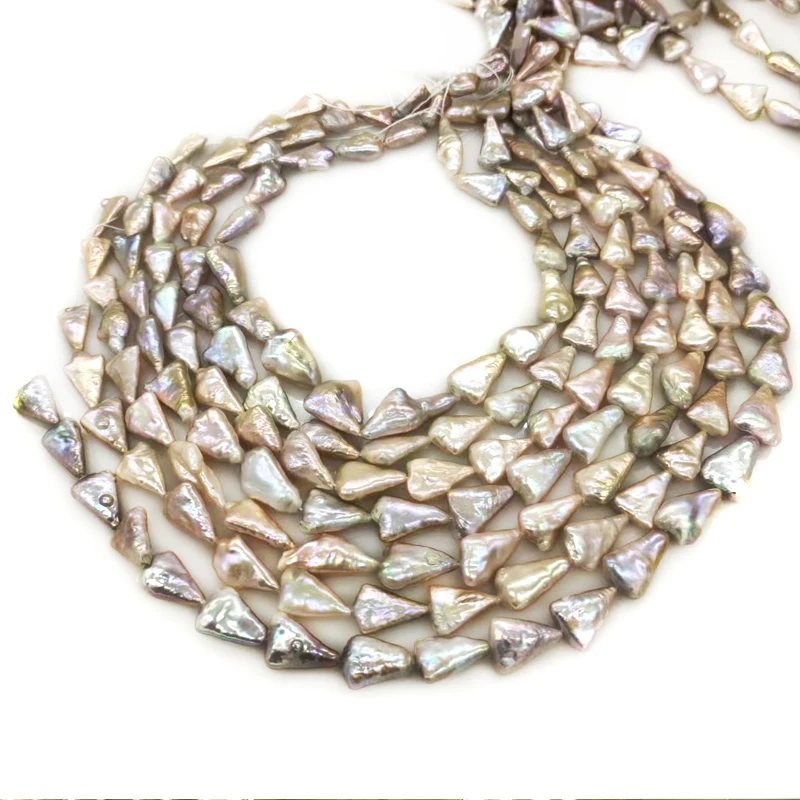 16 inches 11x17mm Natural Lavender Triangular Baroque Pearls Loose Strand