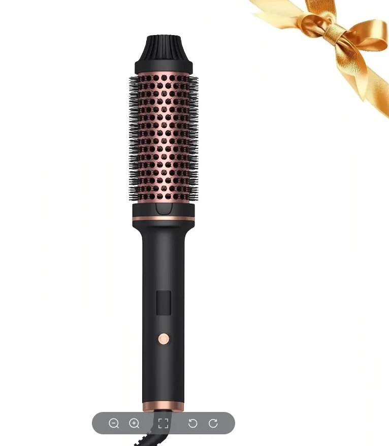 

Hot Brush 1.5" Dual PTC Heated Round Brush - Negative Ion Technology for Curly and Straightening Hair - 3-in-1 Curling and Blowout Brush (Black)
