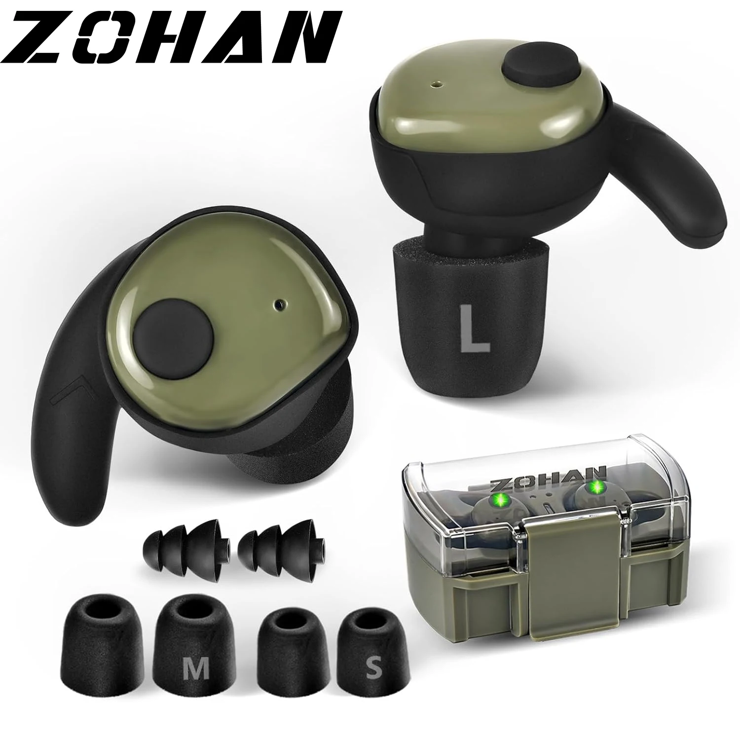 

ZOHAN 2.0 Shooting Earbuds Bluetooth Ear Plugs Rechargeable Noise Cancelling Ear Protector 4X TSC Hearing Boost Hunting Shooting