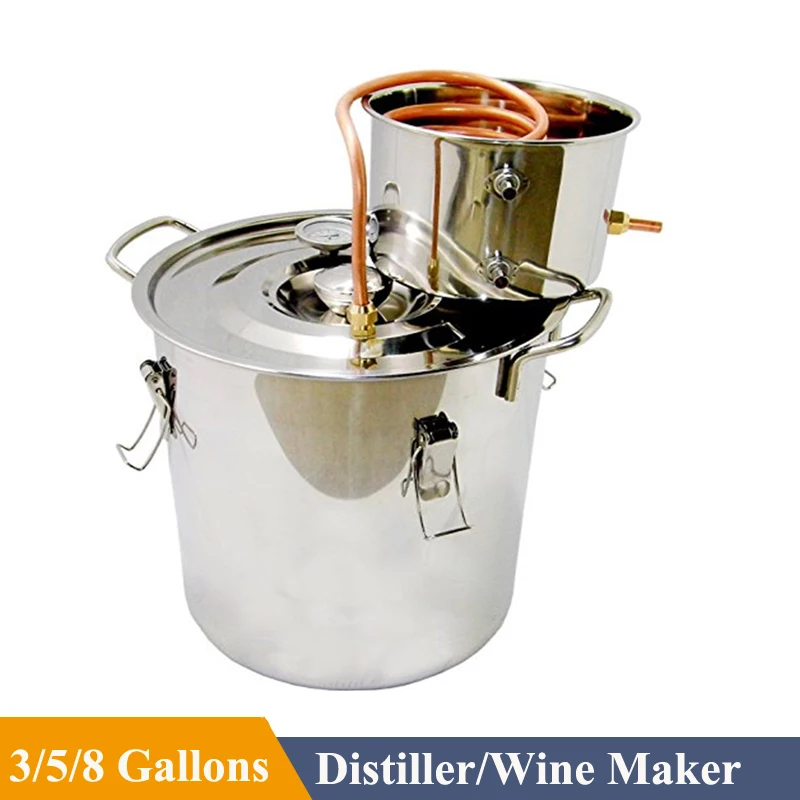 

12L/20L/33L Alcohol Distiller Copper Tube Moonshine Home Brew Wine Making Kit Stainless Steel