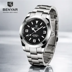 BENYAR Luxury Men Mechanical Wristwatches Stainless Steel Sports Men Automatic Watches 50ATM waterproof Clock