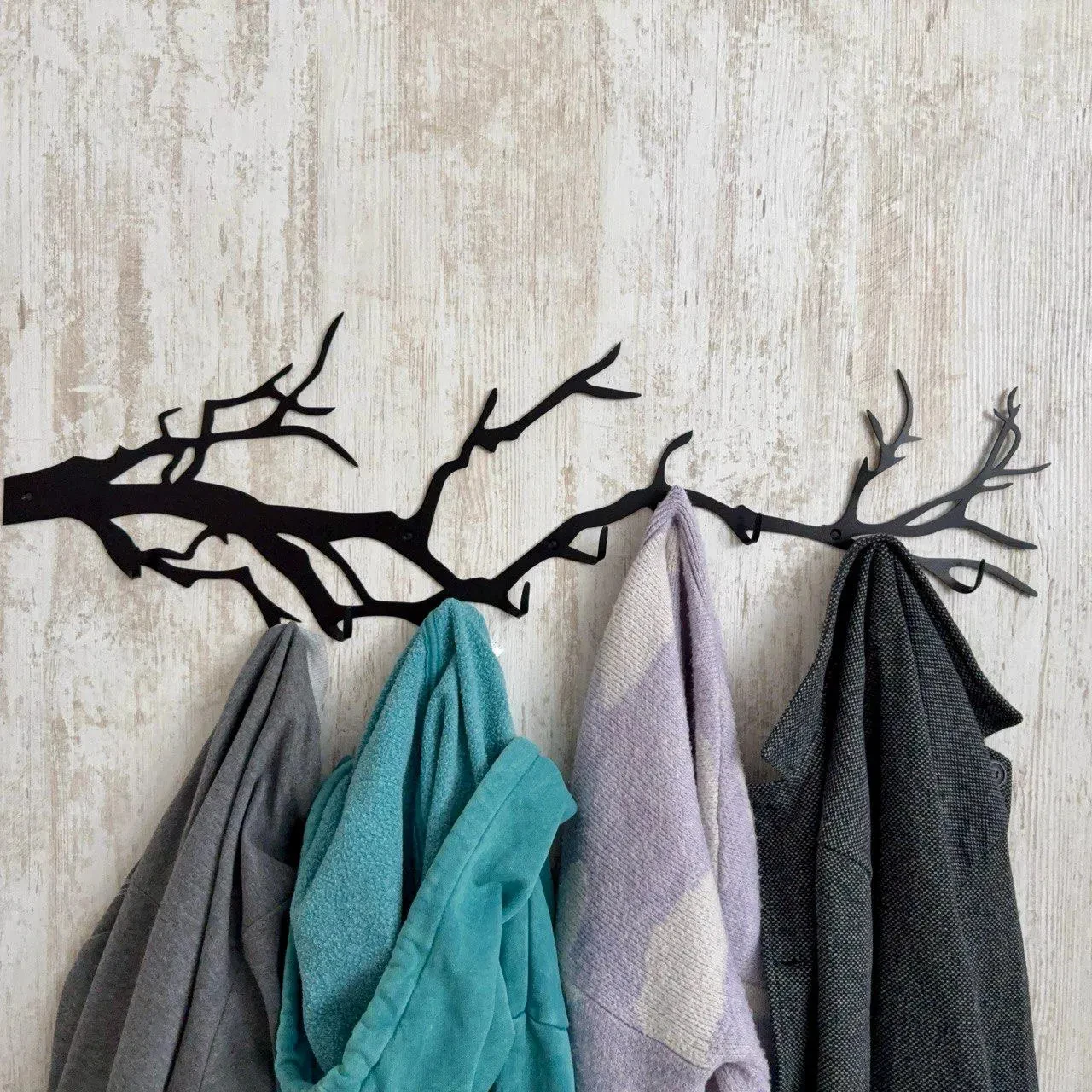 Tree branch coat rack, key holder for wall, entryway decor, housewarming gift view 3