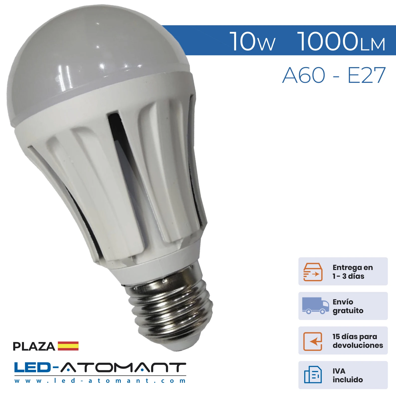 ATOMANT LED®E27 10w a60 1000 lumens led bulb lighting lights LED light bulbs Decoration lamp home salon leds