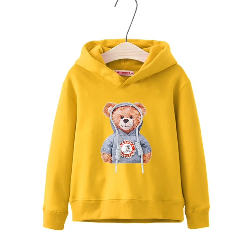 Teddy bear Hoodie Kids Children Girl boy childre cartoon Street casual hip-hop spring and autumn Sweatshirt Long sleeved