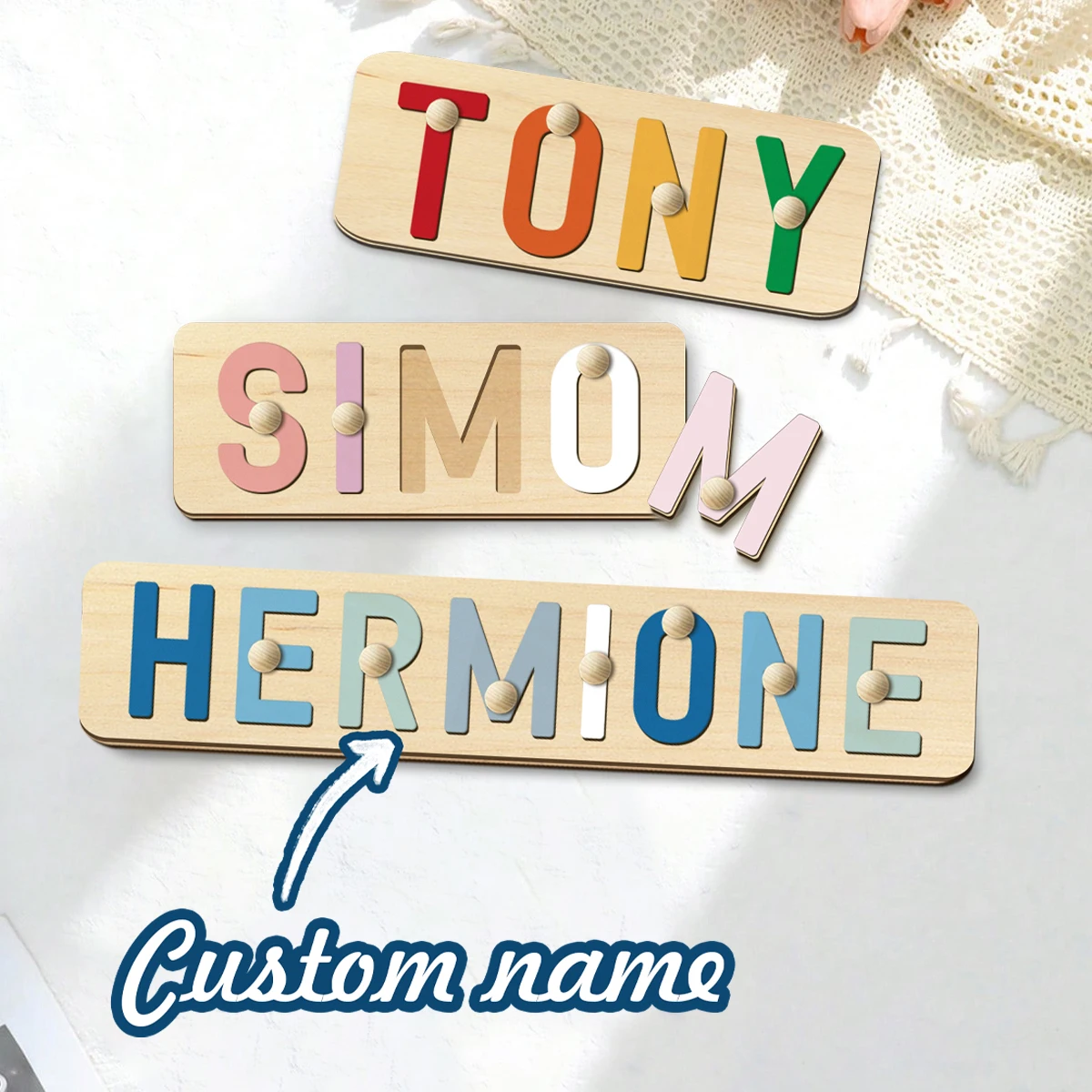 Home Decor Names - Personalized Wooden Name Sign, Custom Alphabet