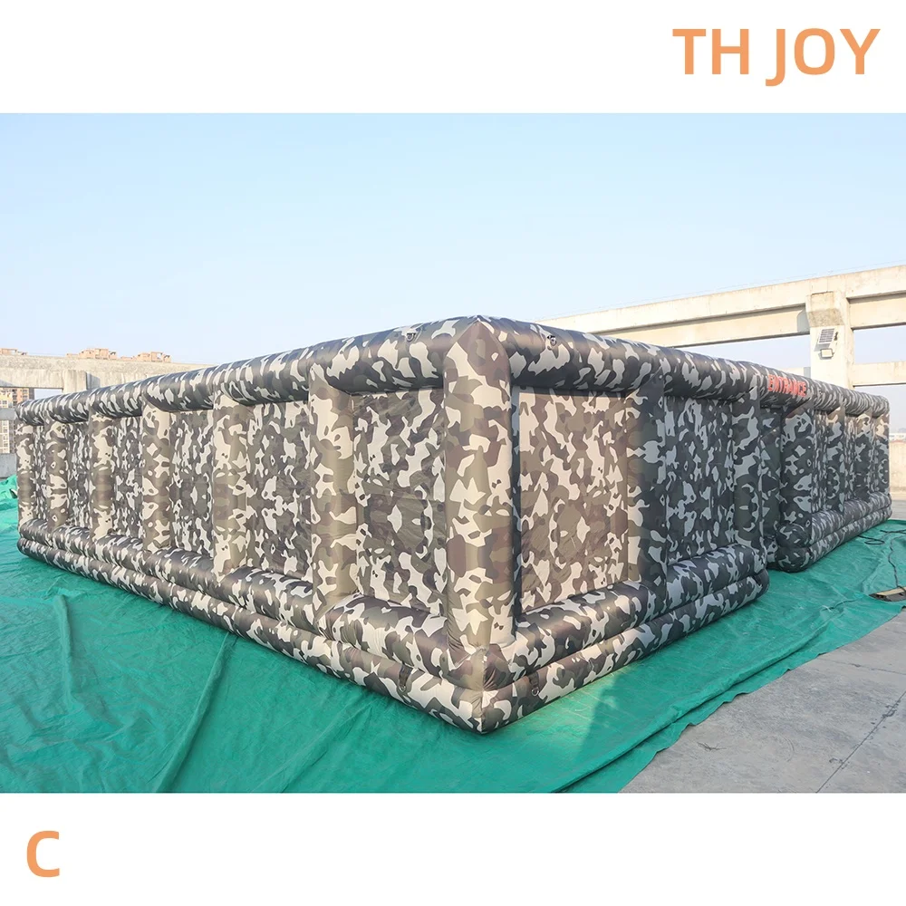 snelle luchtverzending tot deur, Camouflage Kleur Outdoor Opblaasbare laser tag game court, op maat opblaasbare Haunted Halloween Doolhof