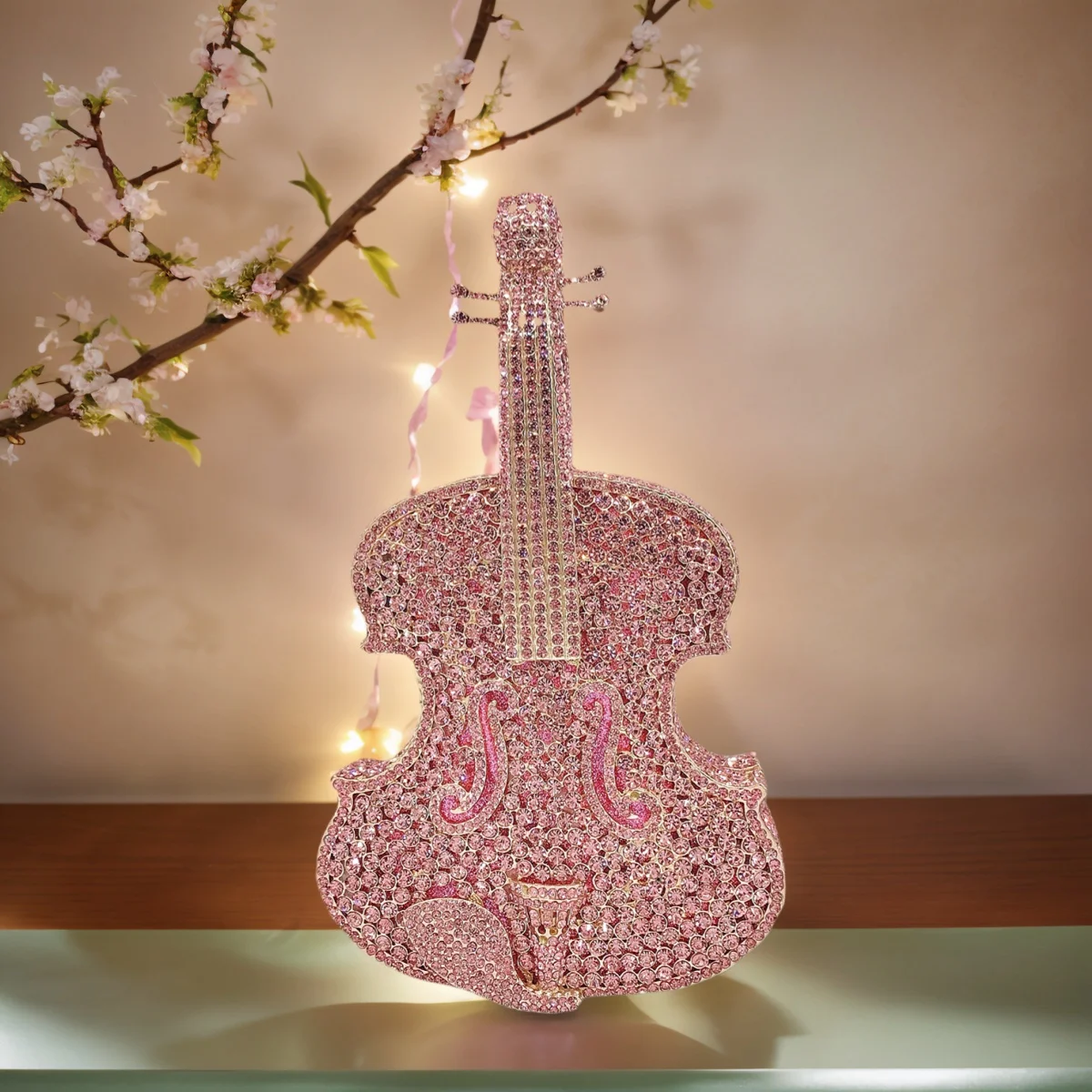 

Glitter Women Mini Violin Crystal Evening Purse Luxury Rhinestone Clutch Prom Party Handbag Crossbody for Wedding