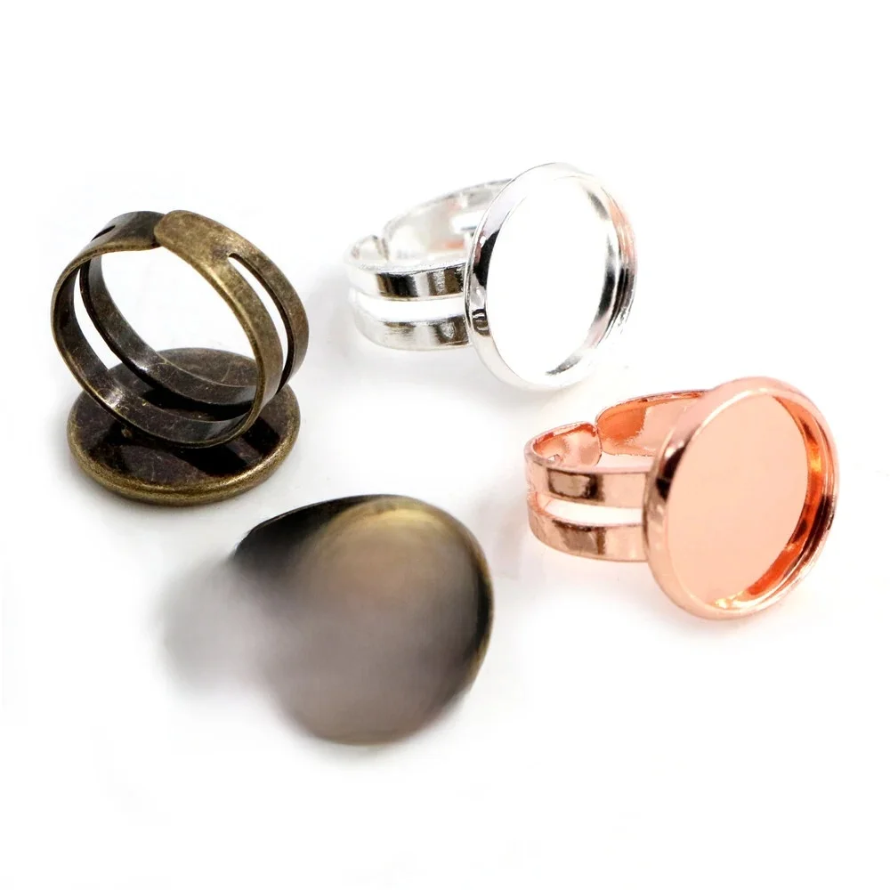 Dziecko pierścień 12mm 10 sztuk srebrny kolor/różowe złoto kolor mosiądz dzieci regulowany pierścień ustawienia Blank/Base,Fit 12mm szklane Cabochons — zdjęcie 2