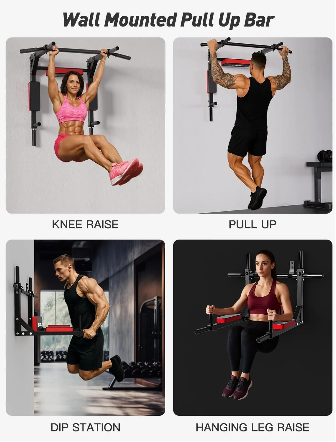 Wall-Mounted Pull-up Bar Non-Slip Wall Mounted Pull-up Bar Strength Apparatus with Arm Pads Stability Fitness Equipment Rigid