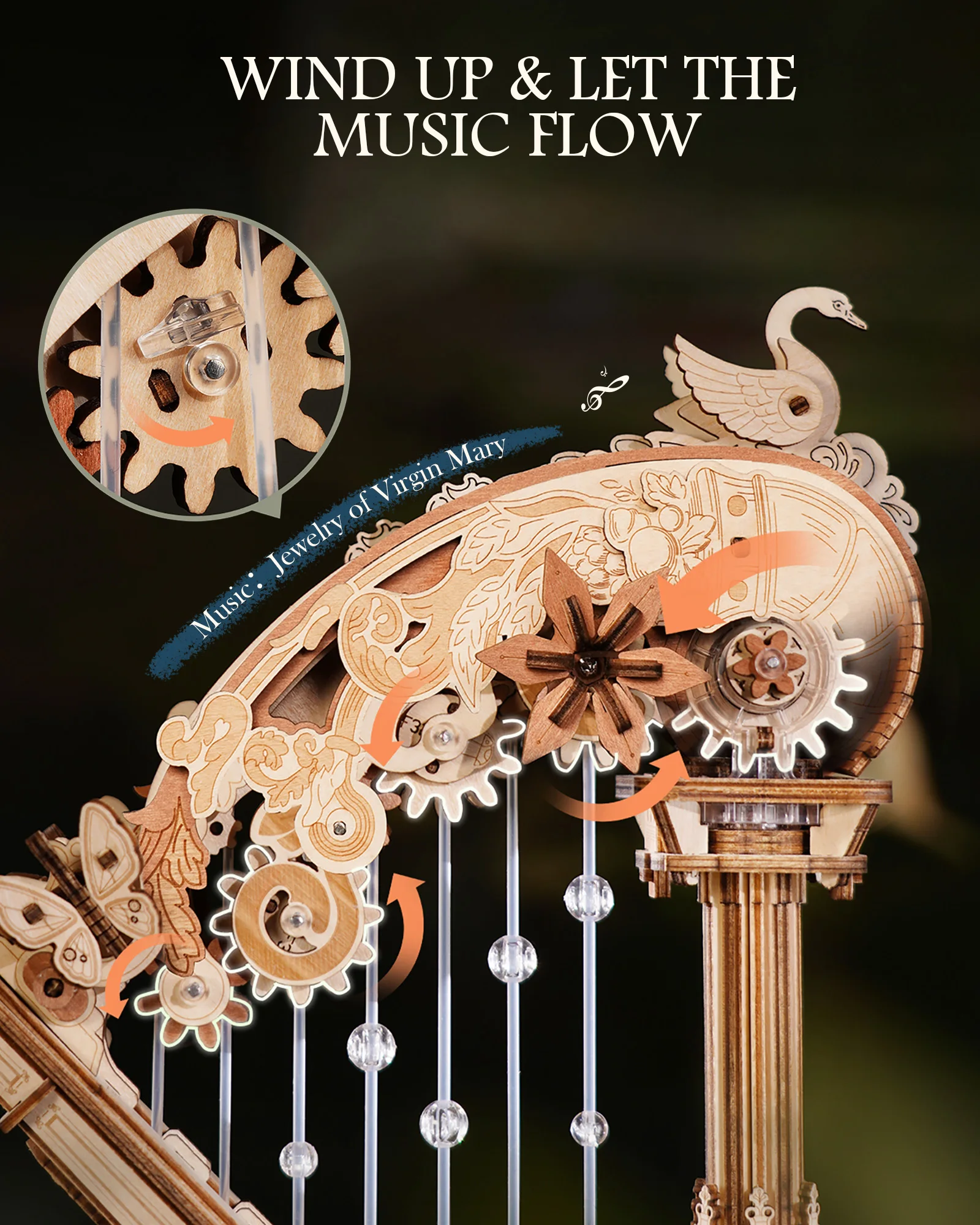 Wooden Harp Music Box Kit — image 3