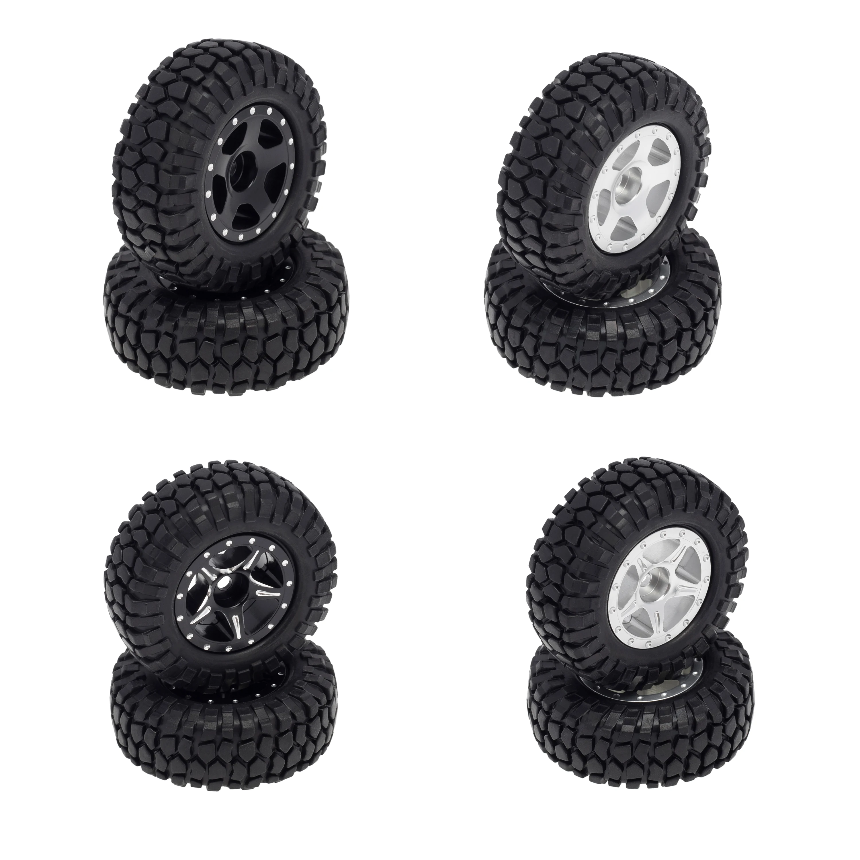 

MEUS 48*19MM Aluminium Alloy Beadlock Wheels and Tires Set Assembled for Axial SCX24 90081 Type B