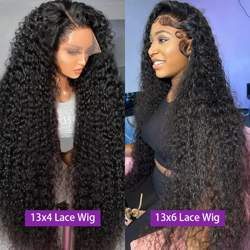 13x6 Curly hd transparent lace front wig 40 inch deep wave glueless brazilian wigs human hair pre plucked for women choice