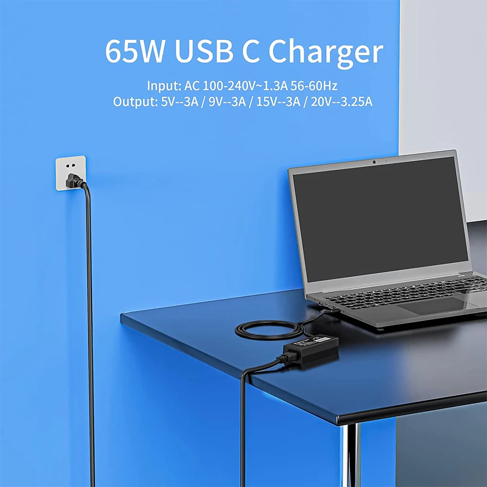 65W 45W USB C Charger for Dell Chromebook 3380 3500 5300 5400 7200 7300 Latitude 5520 5320 7410 7310 P29T P30T Laptop Adapter