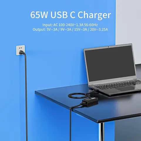 65W 45W USB C-laddare för Dell Chromebook 3380 3500 5300 5400 7200 7300 Latitude 5520 5320 7410 7310 P29T P30T Laptopadapter 12 best sales Dell Latitude 5400 - №8
