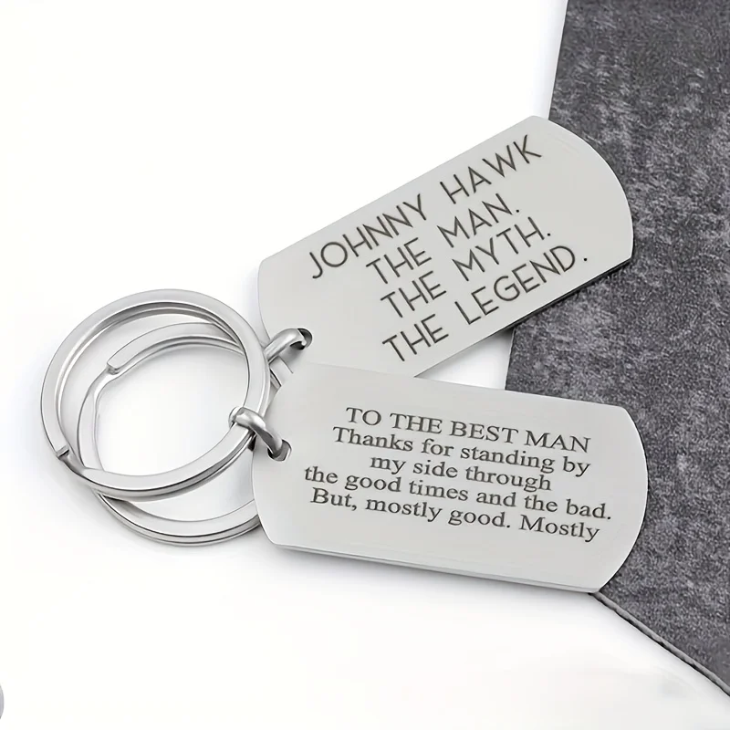 Porte-clés personnalisé en acier inoxydable avec message gravé, cadeau pour mari, petit ami, père