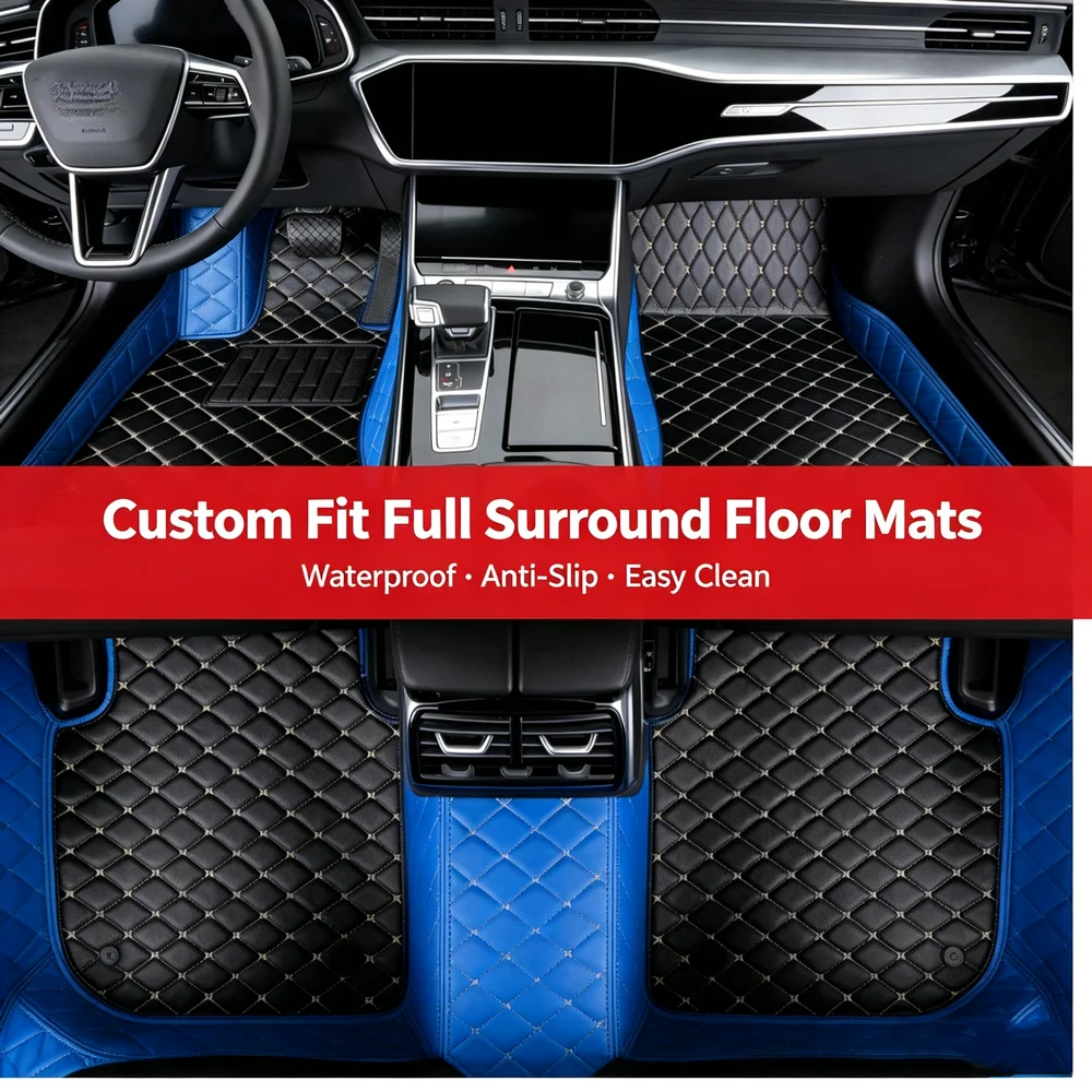Tapis de sol personnalisés pour voiture familiale, pour Peugeot 107 B00 1.0L 2005-2014, 5 places, 5D, en cuir imperméable, tapis d'intérieur automobile, doublures antidérapantes