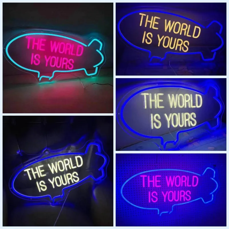 The World Is Yours Plane Neon Sign Pub Music Bar Decor LED Light Sign Bar Wall Decoration Party Decor Itaewon Class Neon Lightr