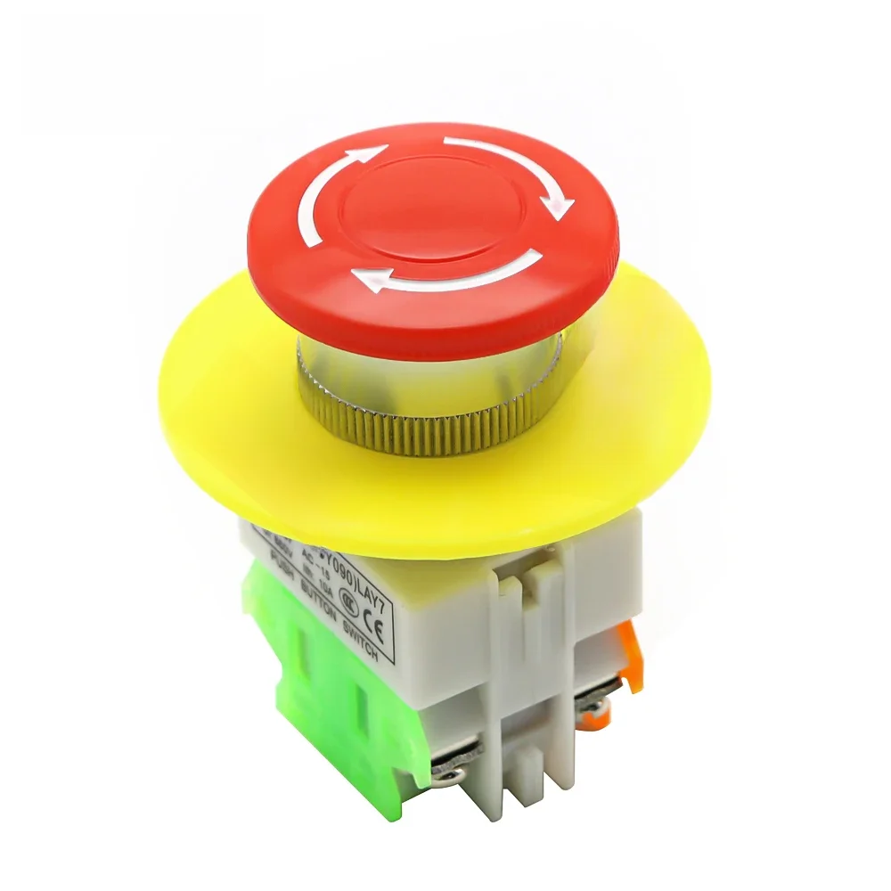 Capuchon champignon rouge 1NO 1NC DPST, bouton-poussoir d'arrêt d'urgence, AC 660V 10A, équipement de commutation, verrouillage d'ascenseur, verrouillage automatique