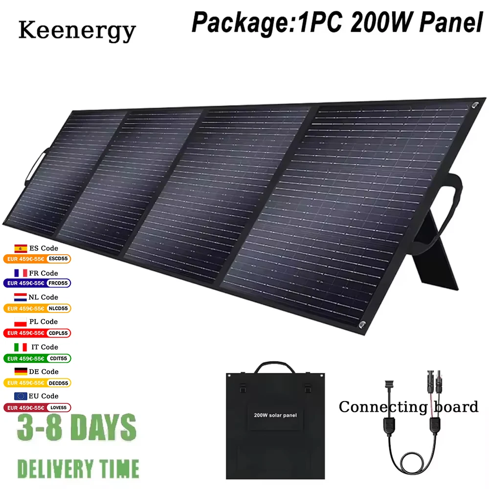 Keenergy 200W 18V Kit de panneaux solaires panneau solaire pliable chargeur solaire Rechargeable extérieur pour centrale électrique de Camping Portable