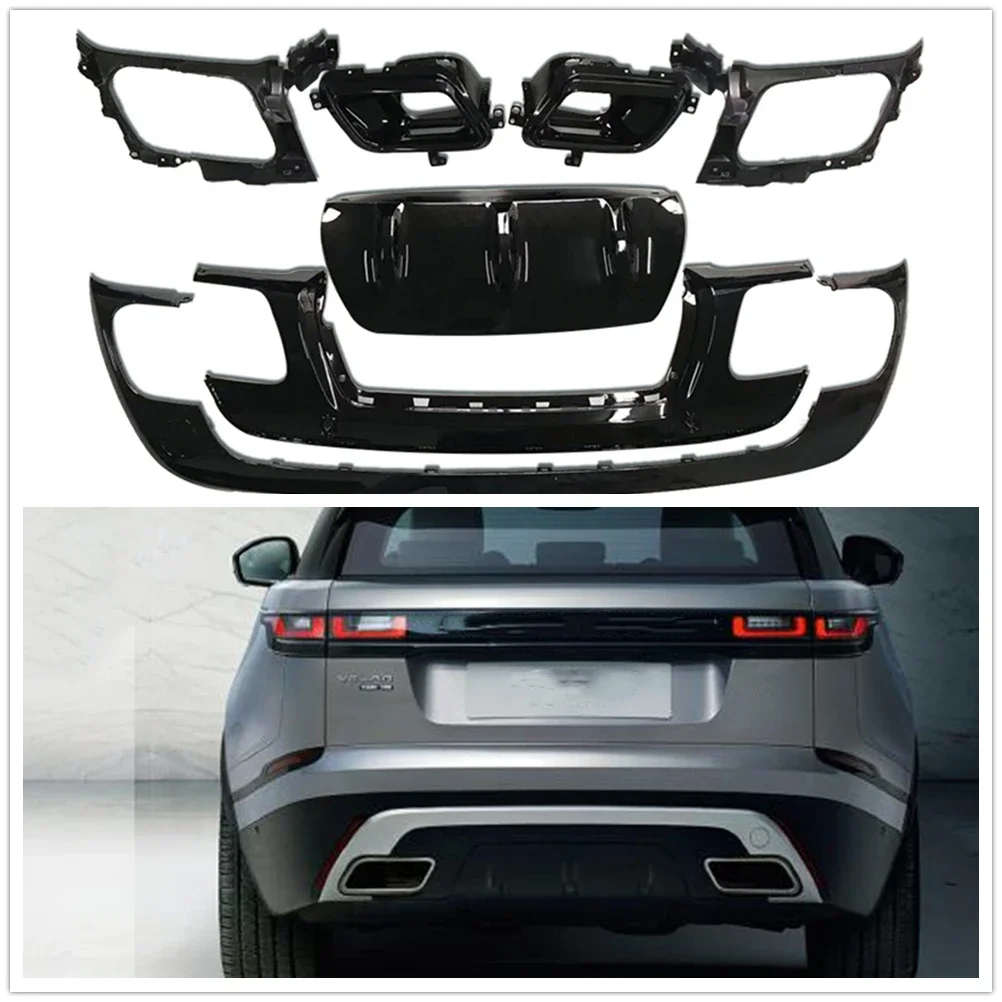 Diffuser Achter Bumper Lip Voor Land Rover Range Rover Velar 2017-2023 Staart Uitlaat Tip Uitlaatpijp Spoiler Frame beugel Splitter - afbeelding 2