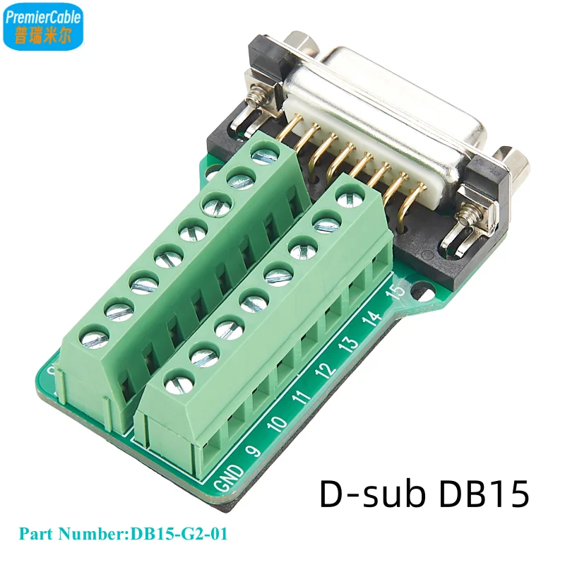 DB15 Solderless Connector DB15 Screw Female Terminal Block D-SUB 15Pin to 2-Row Serial Terminal Breakout Board Signal Module