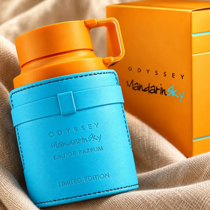 オデッセイ-マンダリン-スカイ-リミテッドエディション-100ml-オードパルファム（男性用）、キャラメルとベチバーの香りがする、甘くウッディなフレグランス。