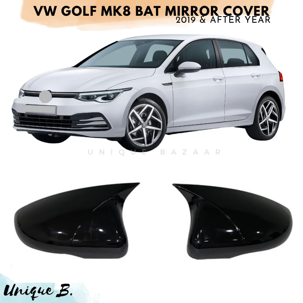 VW Golf MK8 Bat Mirror Cover 2019 and After Year Car Accessories Shiny Piano Black Tuning Auto Sport Design