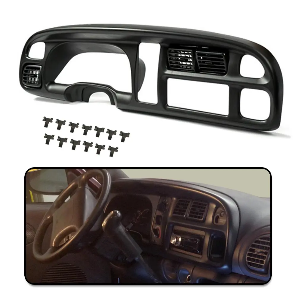 

Dash Board Bezel Cover Instrument W/Vents Fit for 1998-2002 Dodge Ram 1500 2500 3500 Front Plastic Textured Black 5Gk51Dx9Aa
