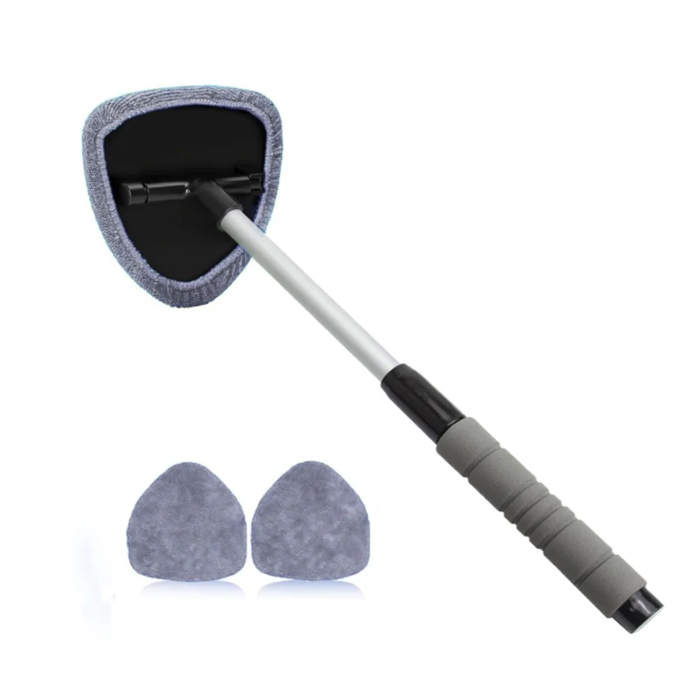 Microfiber Windshield Cleaner Car Window Cleaner with 3 Reusable Washable Pads And Extendable Handle for Auto
