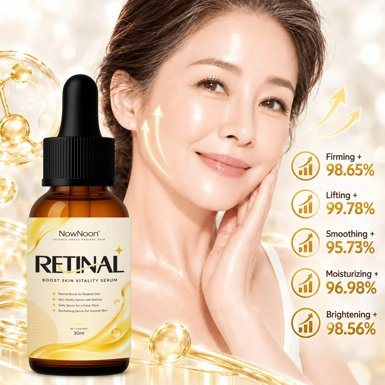 [Luxurious Korean Potent Skincare] Super Noticeable Skin Vitality NowNoon 30ml Skin Refresh Serum, daily cosmetic care keeps glow, softness and refined texture in focus; use when you want a lightweight glow step that fits busy daily schedules.