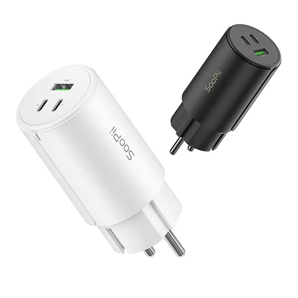 Soopii شاحن سريع أرضي ، GaN PD ، PPS45W ، 65W ، 3U15T