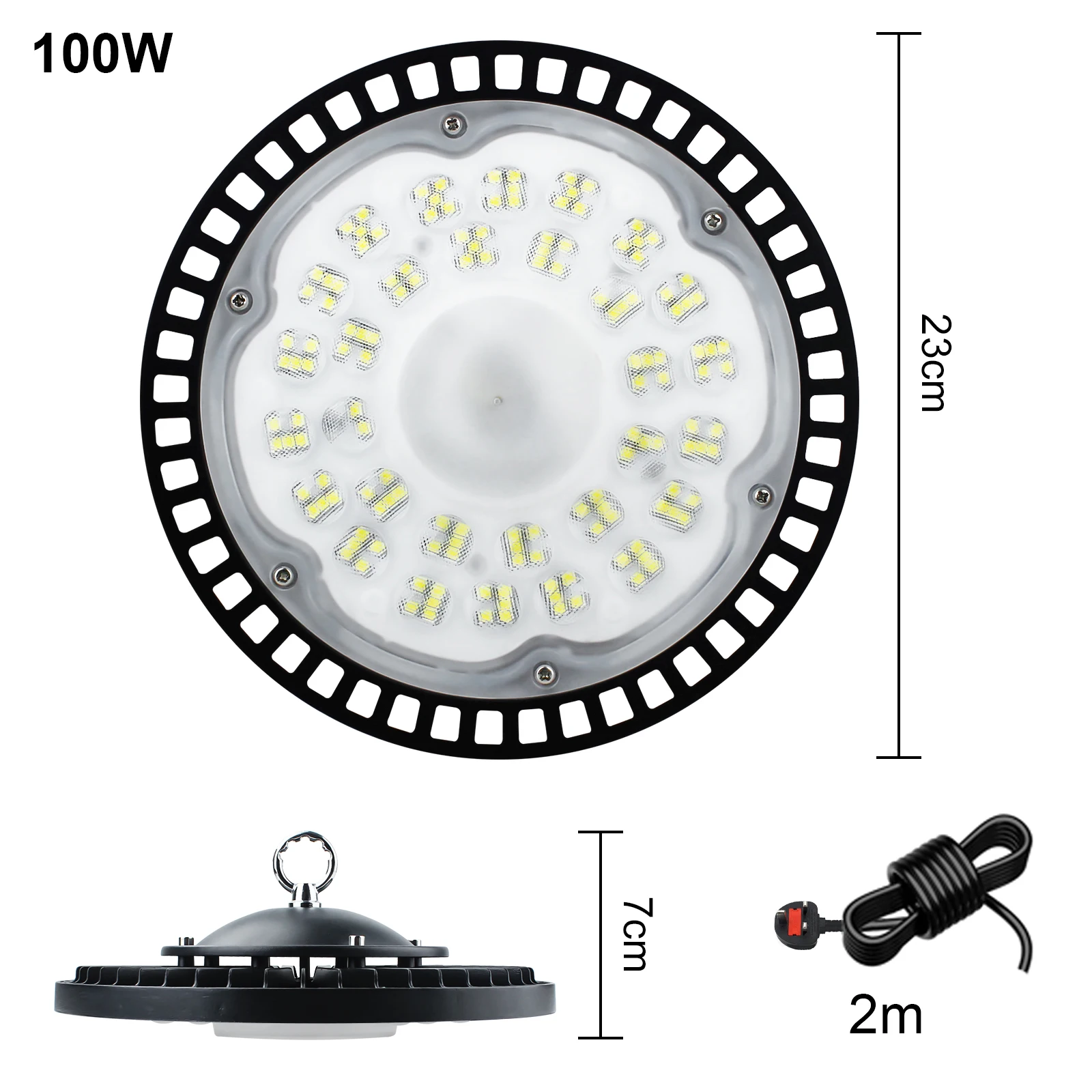 Imagem -02 - Ufo Led Luz Interior para Garagem Lâmpada de Oficina Lâmpada Industrial Ip65 Baía Alta Branco Fresco Holofote 100w6500k