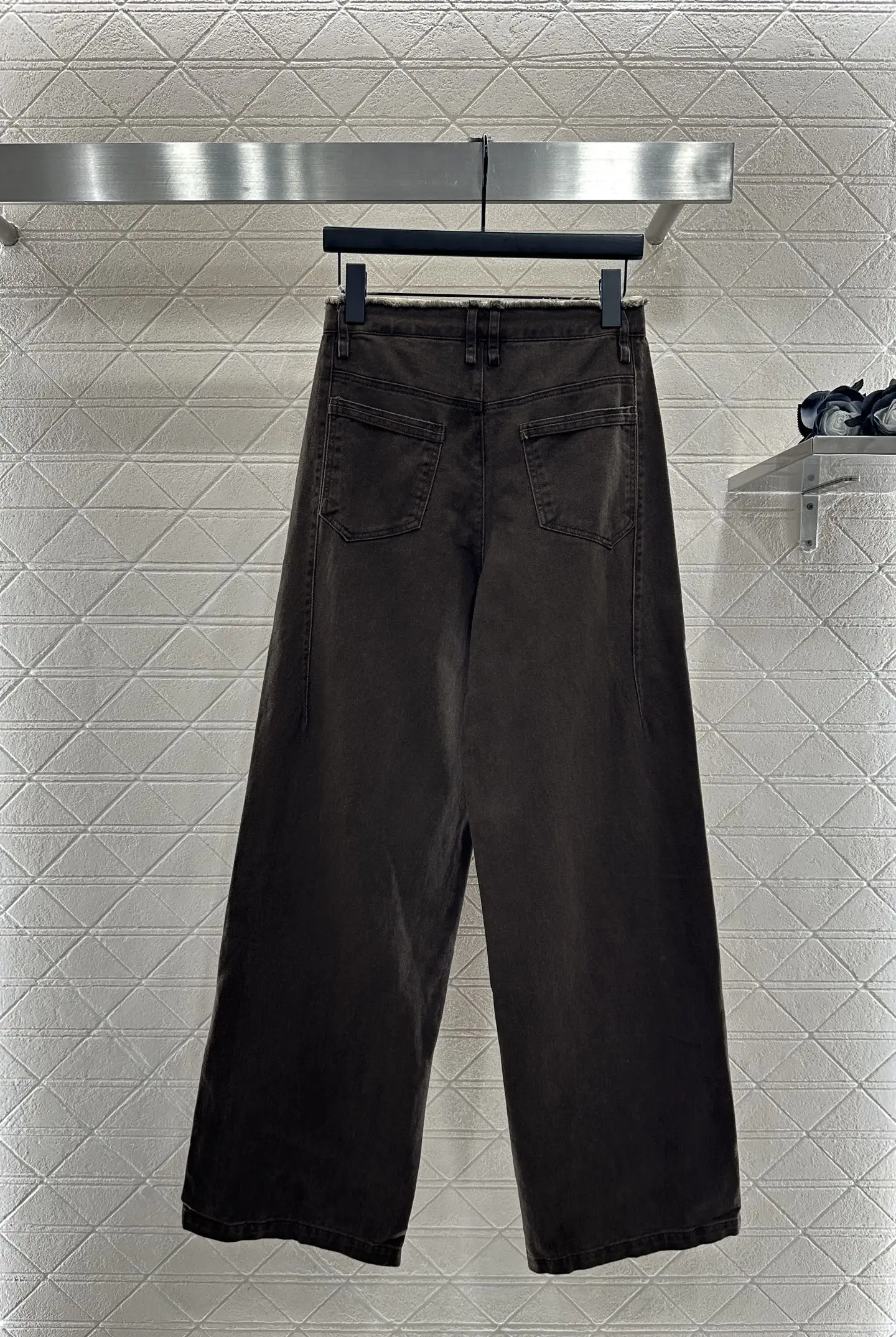 جينز جديد واسع الساق لعام 2025، فضفاض، خصر عالي، بنطال مستقيم للتخسيس 42