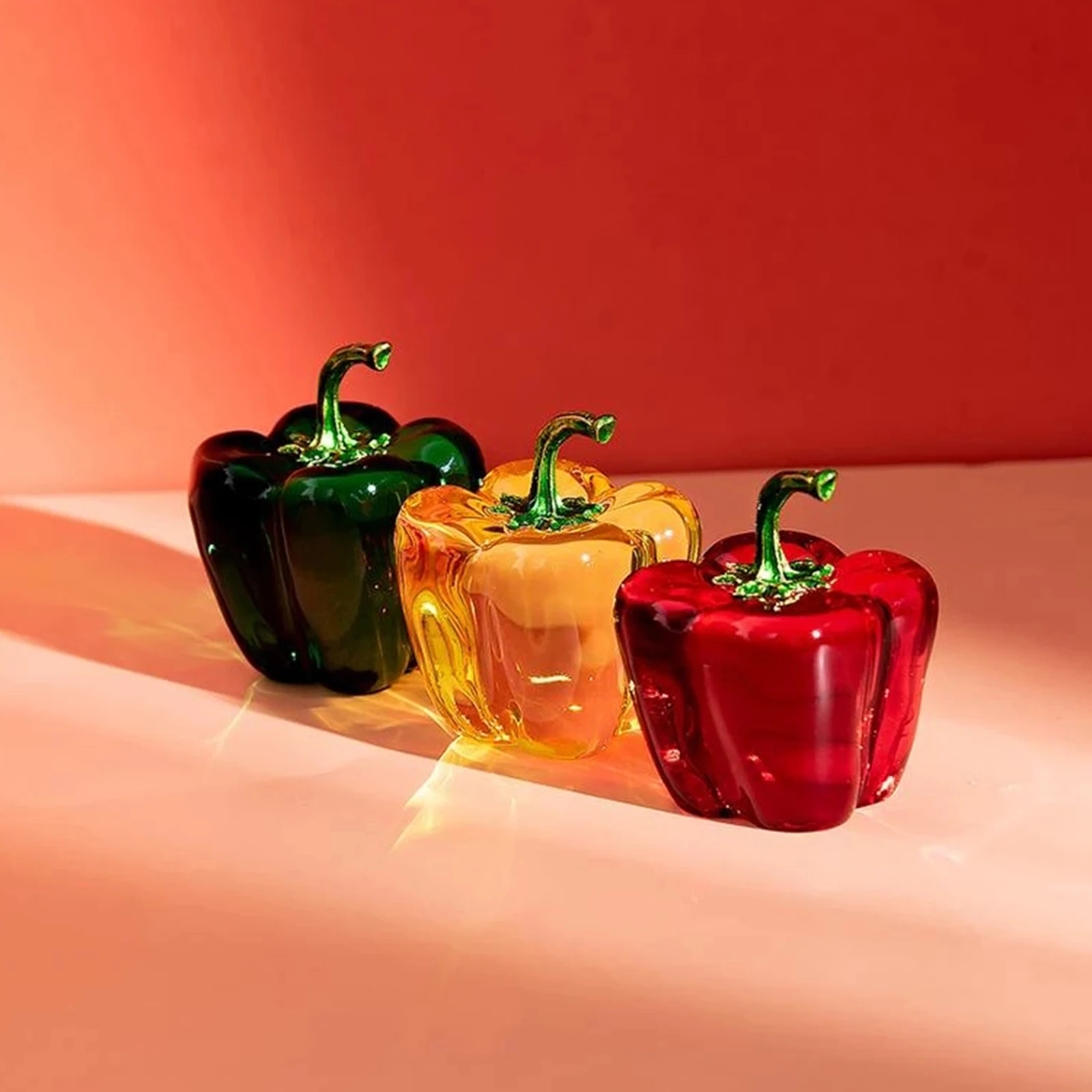 3D Fruit Crystal Chili Cherry Statue Ornament Anniversary Gift For Lover Fashion Home Decoration Accessories For Living Room