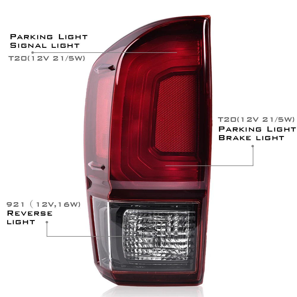 

Задний стоп-сигнал, красный задний фонарь в стиле Oe, указатель поворота, левый, подходит для Toyota Tacoma Trd Style 2016-2022 гг.