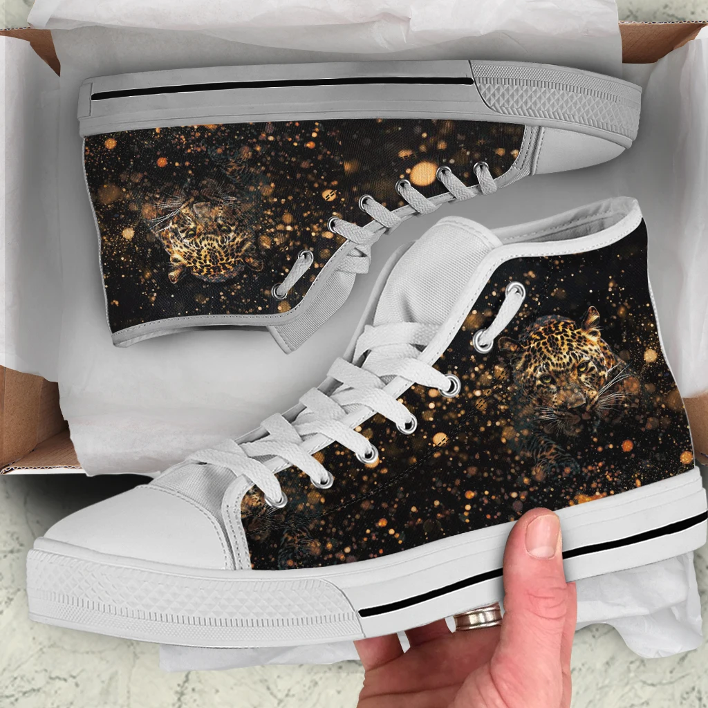 INSTANTARTS Men's Cool Lion Canvas Shoes Lace Up Comfortable High Tops Canvas Sneakers Fierce Tiger Design Footwear Chaussure image 5