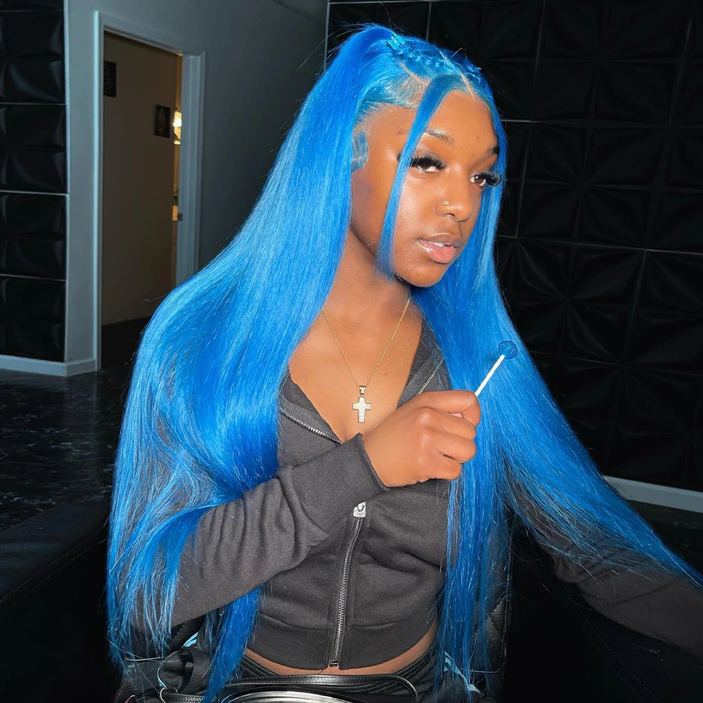 Peluca de cabello humano con frente de encaje transparente 13X4 13x6, color brasileño, pelucas de cabello humano 613 para mujeres prearrancadas