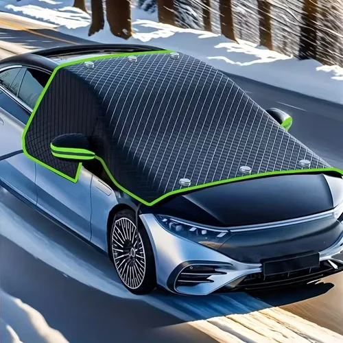 Imagen 1 del producto Adecuado para todos los modelos de automóviles: cubierta duradera para parabrisas de tela Oxford, con protección UV y función de protector contra la nieve, fácil de instalar y duradero, garantiza una conducción segura en invierno, diseño flexible para lidiar con condiciones heladas en carretera, materiales de alta calidad, accesorios para el invierno