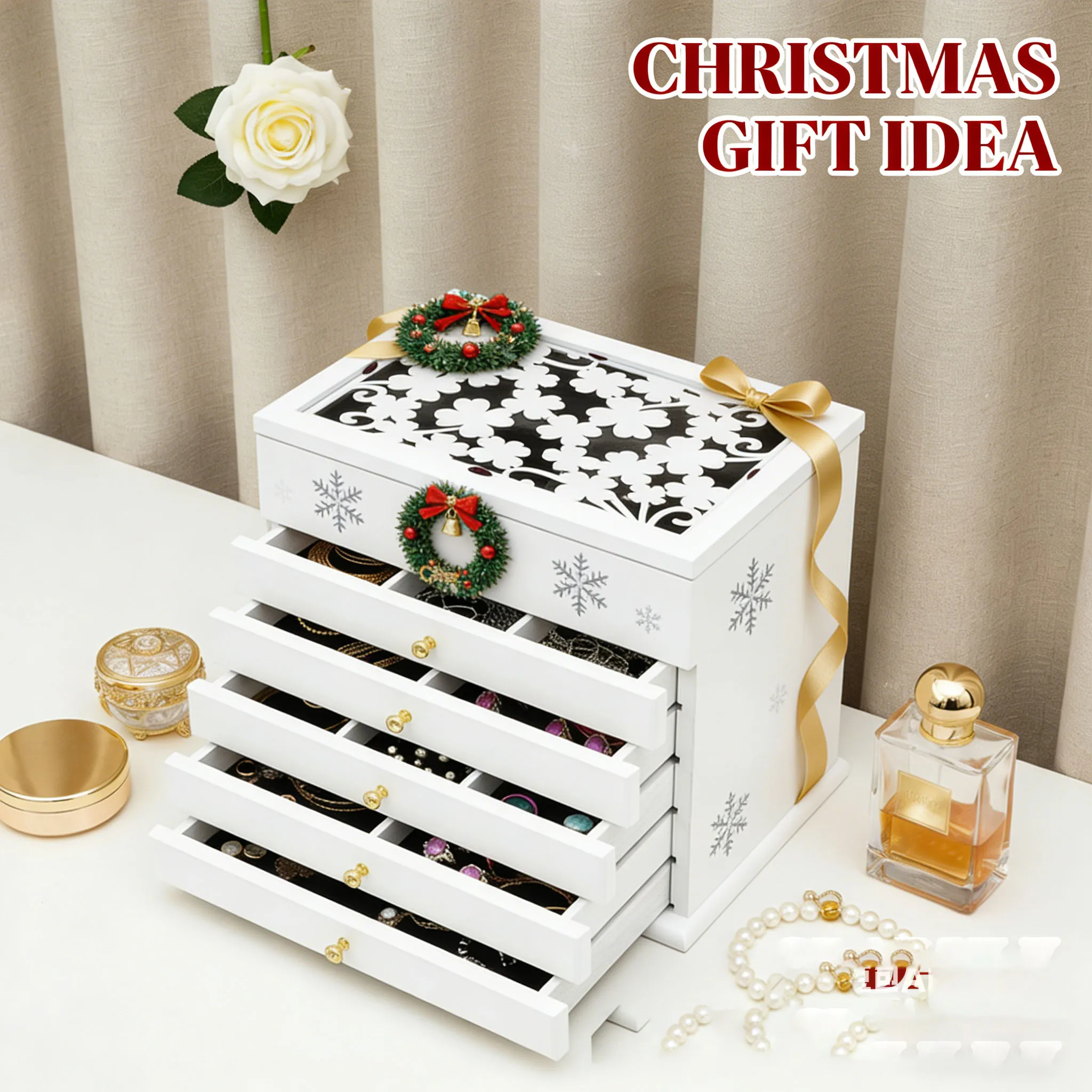 

Jewelry Boxes 6 Layers, White Storage Box, Multi-Compartment Jewelry Organizer for Home and Shop Use, Gift and Accessory Storage